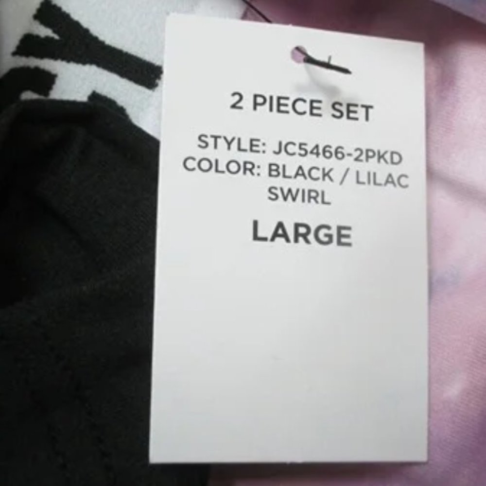 Juicy Couture Womens 2 pack sz LargeNEWPajama Shorts Black w/silver&pastel swirl - Picture 3 of 4